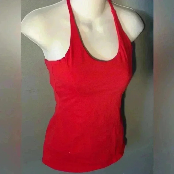 Montiel Red‎ T-Back Running Yoga Workout Top, Size Small - Picture 6 of 9